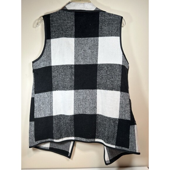 West Loop Womens Vest Black White Gray Plaid Open Front One Size Fits Most - EUC - Picture 2 of 4